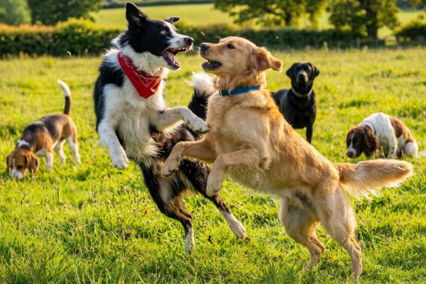 Sozialisierung Hund, Hundebegegnung, Hundewiese